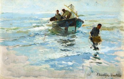 Raccogliendo la barca, Spiaggia di Valencia da Joaquín Sorolla